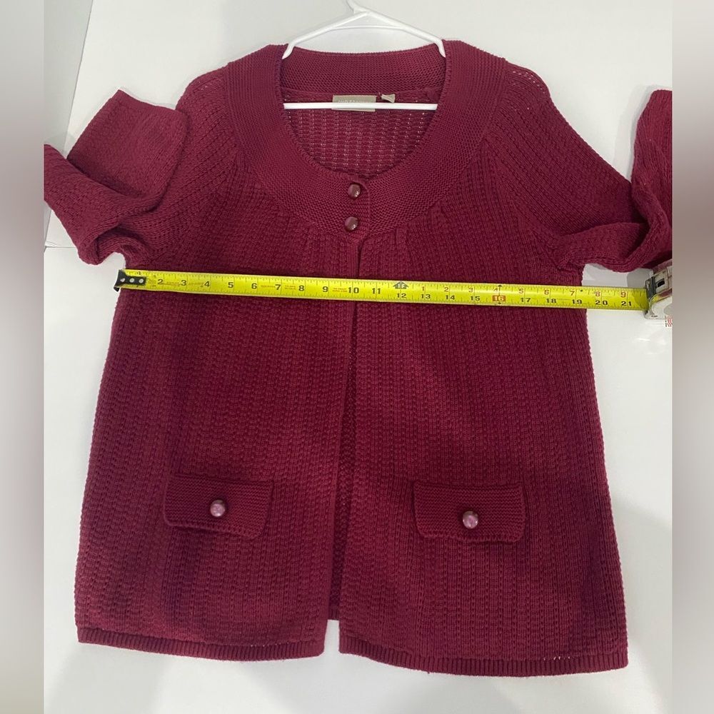 Croft & Barrow Burgundy Cardigan Sweater Shawl Collar Pockets Size L - Picture 5 of 9